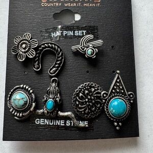 SHYANNE- Silver and Turquoise Hat Pin Set